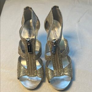 Michael Kors Shimmering Gold Strappy Heels